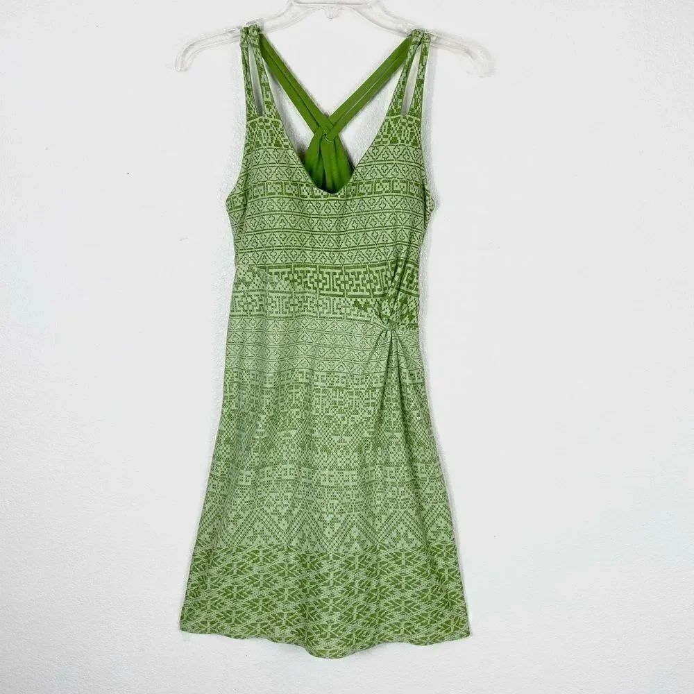 Athleta Knotted Nanda Leaf Green Burnout Criss Cross Back Dress